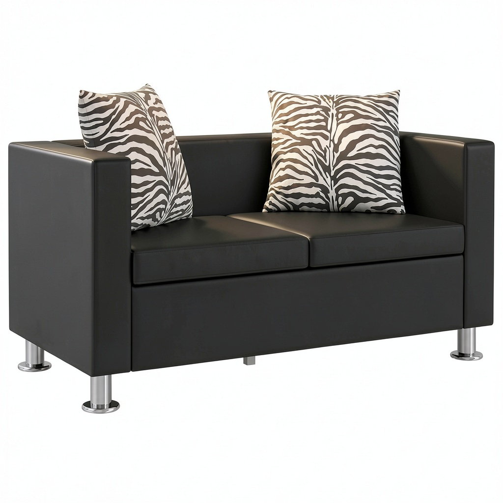 Divano a 2 posti in pelle sintetica nera - Elegante e moderno