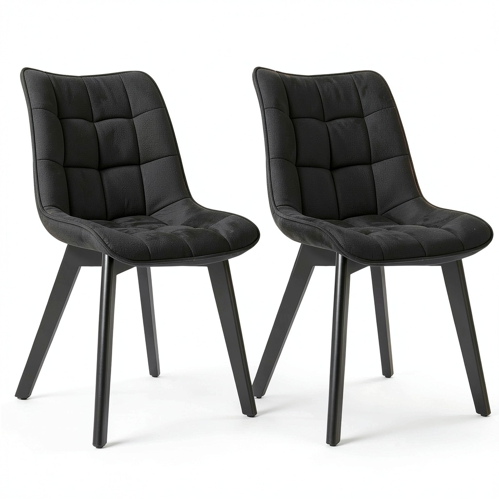 Sedie Moderne in Velluto Senza Braccioli con Gambe in Legno Nero per Sala da Pranzo