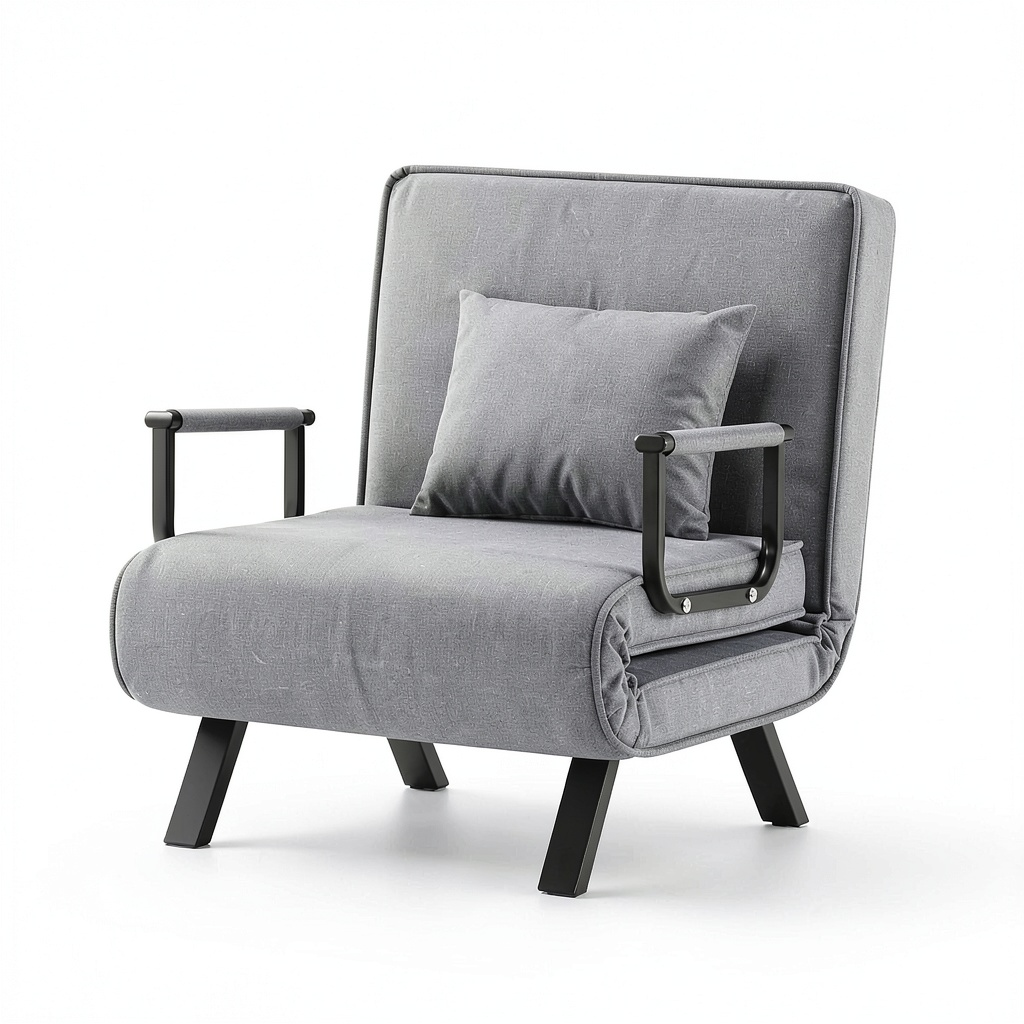 Divano Letto Singolo 3 in 1 Reclinabile, Chaise Lounge Convertibile con Copertura Sfoderabile, Poltrona Relax Salvaspazio Imbottita (Grigio)