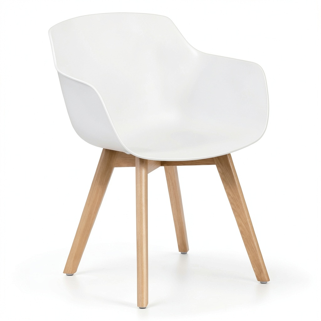 Set di 4 Sedie da Pranzo Moderne in Legno di Faggio Bianco