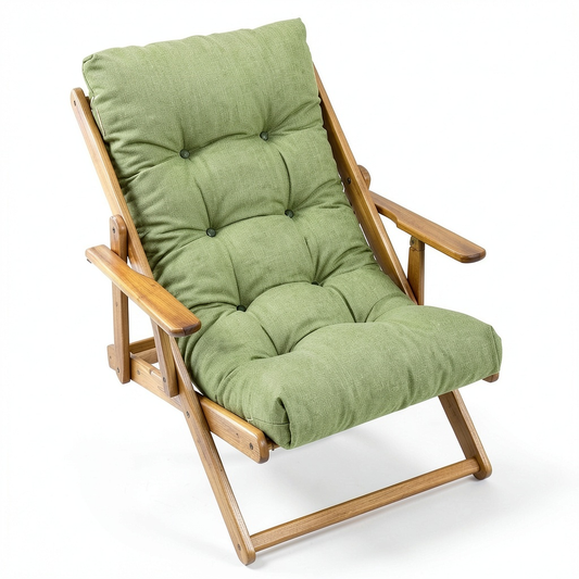 Sedia a Sdraio Harmony in Legno con Cuscino Verde, 3 Posizioni