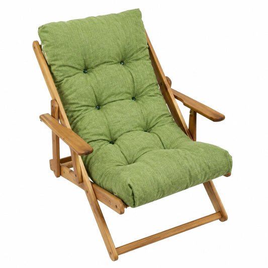 Sedia a Sdraio Harmony in Legno con Cuscino Verde, 3 Posizioni