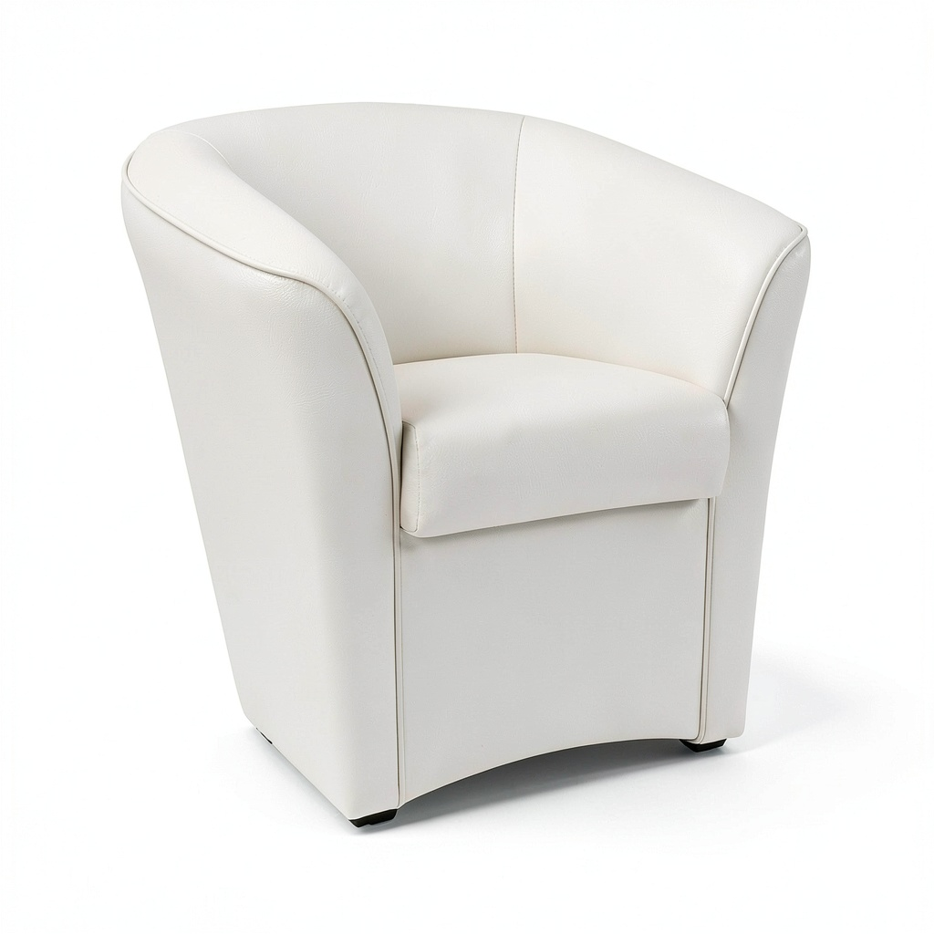 Poltrona Artigianale in Ecopelle Bianca, 70x67x76 cm, Design Elegante con Piedini Robusti, Ideale per Casa e Ufficio, Made in Italy