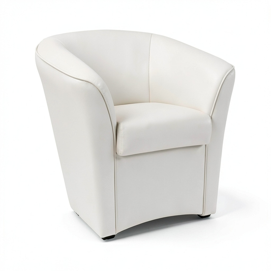 Poltrona Artigianale in Ecopelle Bianca, 70x67x76 cm, Design Elegante con Piedini Robusti, Ideale per Casa e Ufficio, Made in Italy