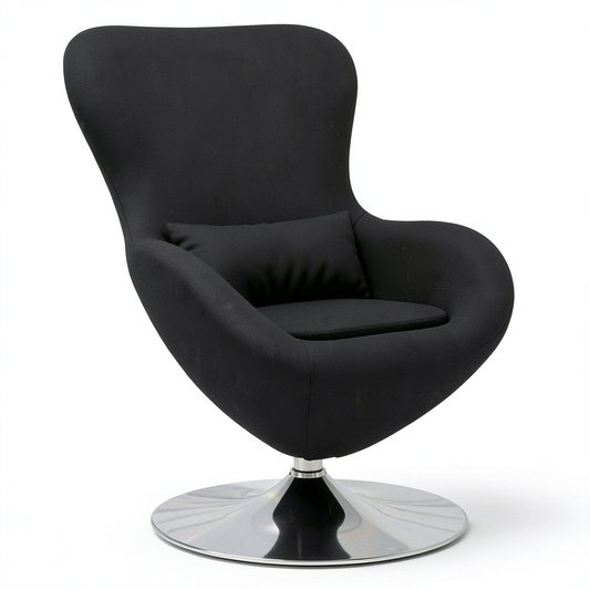 Poltrona Uovo Moderna in Tessuto Nero, 63x73x90 cm, Comfort Ergonomico per Soggiorno