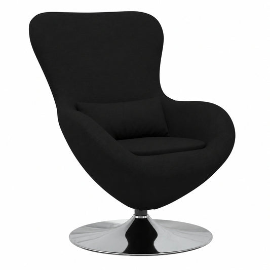 Poltrona Uovo Moderna in Tessuto Nero, 63x73x90 cm, Comfort Ergonomico per Soggiorno