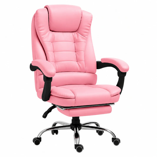 Sedia Ergonomica Ufficio Rosa con Poggiapiedi e Altezza Regolabile