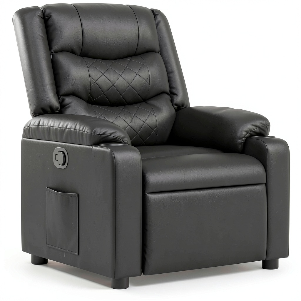 Poltrona Reclinabile in Similpelle Nera con Comodità Ergonomica
