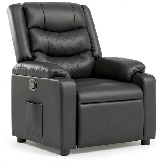 Poltrona Reclinabile in Similpelle Nera con Comodità Ergonomica