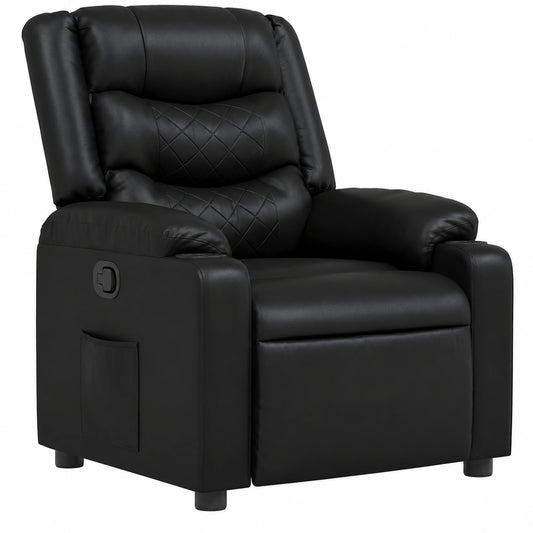Poltrona Reclinabile in Similpelle Nera con Comodità Ergonomica