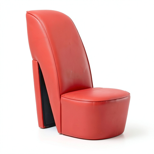 Sedia Design Audaće a Forma di Scarpa con Tacco in Similpelle Rossa