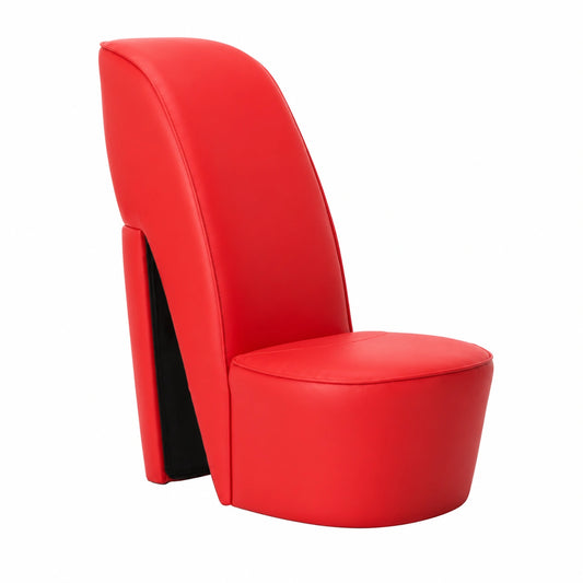 Sedia Design Audaće a Forma di Scarpa con Tacco in Similpelle Rossa