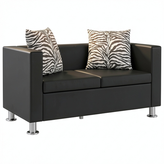 Divano a 2 posti in pelle sintetica nera - Elegante e moderno