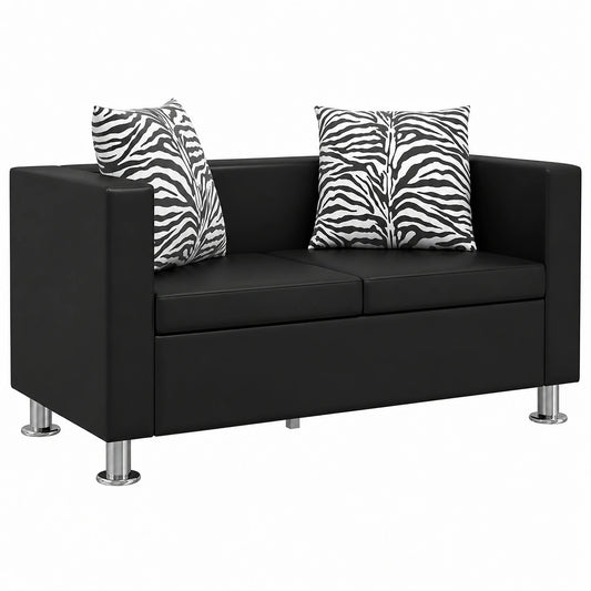 Divano a 2 posti in pelle sintetica nera - Elegante e moderno