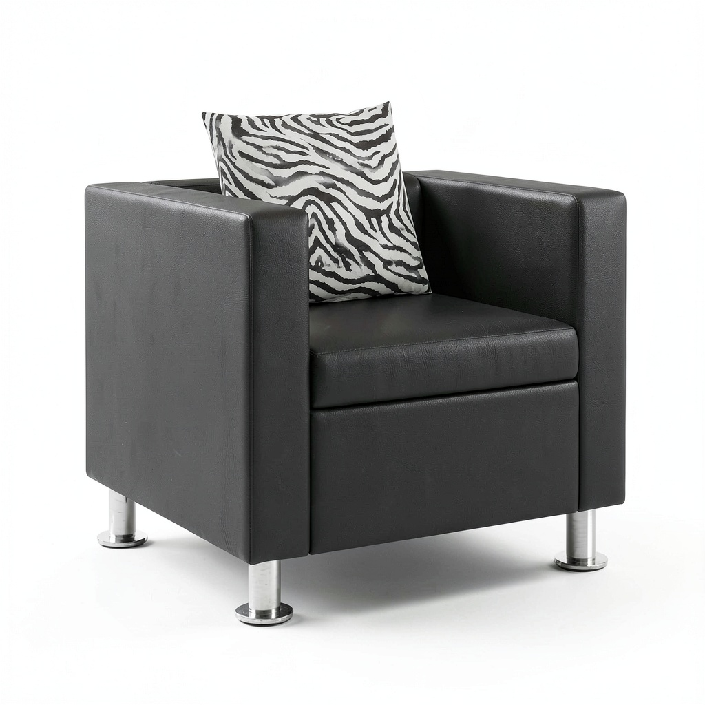 Poltrona in Pelle Nera Stile Moderno Cubo
