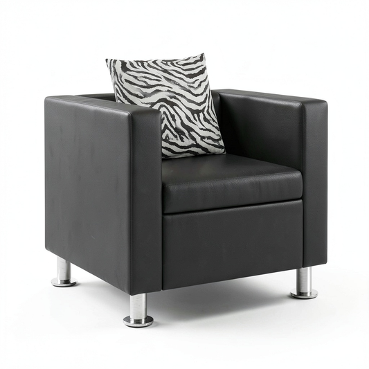 Poltrona in Pelle Nera Stile Moderno Cubo