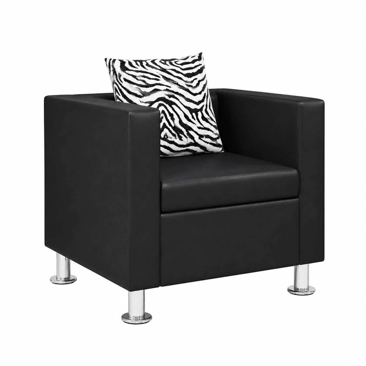 Poltrona in Pelle Nera Stile Moderno Cubo