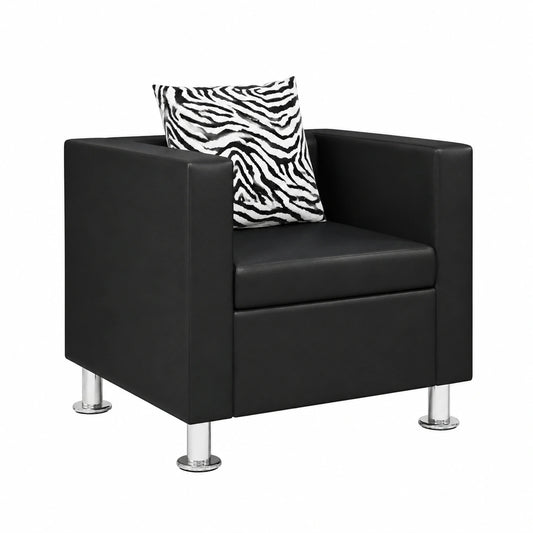 Poltrona in Pelle Nera Stile Moderno Cubo