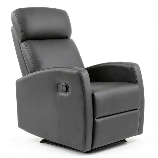 Poltrona Relax Ergonomica Reclinabile in Pelle PU Nera