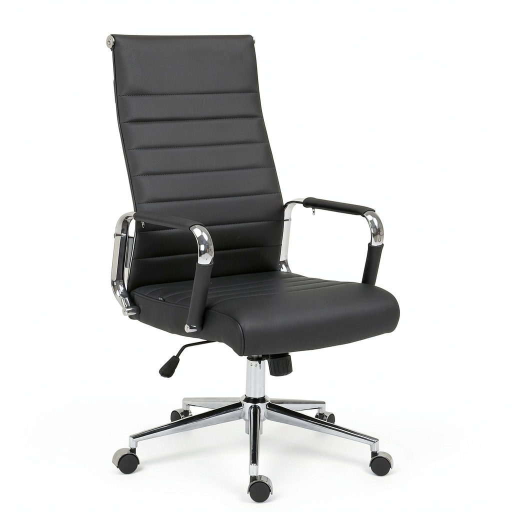 Sedia da Ufficio Ergonomica in Pelle Kolumbus, Regolabile in Altezza con Ruote, Capacità 150 kg, Colore Nero