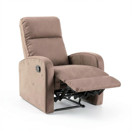 PALUPLUS Poltrona Relax Reclinabile con Poggiapiedi, 74x77x110 cm, Tessuto Traspirante, Struttura Solida, Design Elegante - Marrone