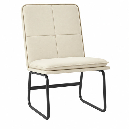 Sedia Lounge Crema in Pelle Sintetica con Struttura Metallica 54x75x76 cm