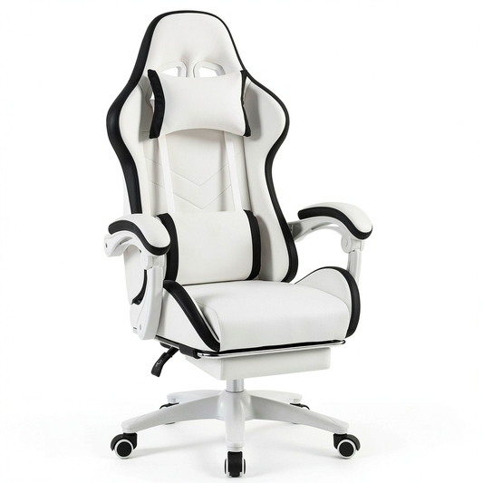 Poltrona da Gaming Ergonomica in Pelle PU con Schienale Reclinabile e Supporto Lombare
