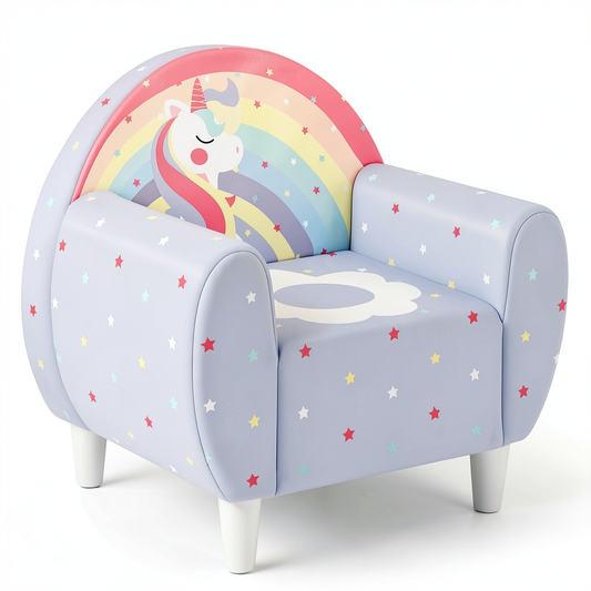 Sedia Unicorno per Bambini in Tessuto Traspirante e Imbottitura Morbida, 55x40x55 cm (Lilla)