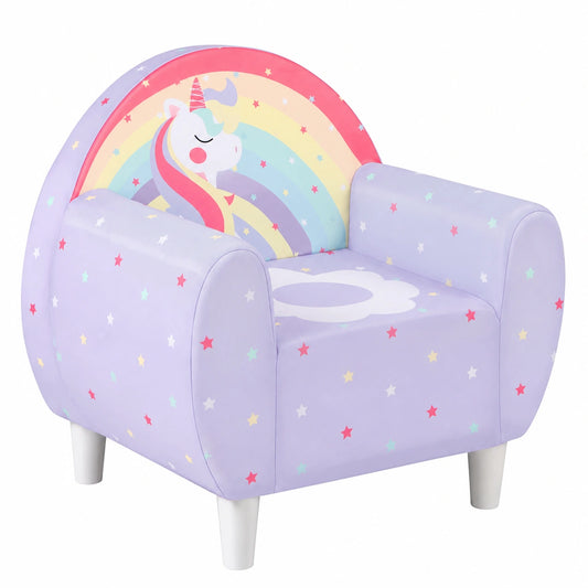 Sedia Unicorno per Bambini in Tessuto Traspirante e Imbottitura Morbida, 55x40x55 cm (Lilla)
