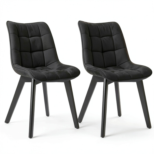 Sedie Moderne in Velluto Senza Braccioli con Gambe in Legno Nero per Sala da Pranzo