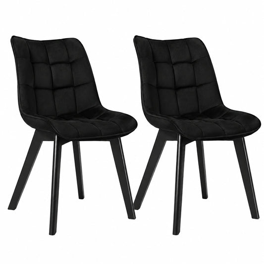 Sedie Moderne in Velluto Senza Braccioli con Gambe in Legno Nero per Sala da Pranzo
