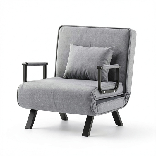 Divano Letto Singolo 3 in 1 Reclinabile, Chaise Lounge Convertibile con Copertura Sfoderabile, Poltrona Relax Salvaspazio Imbottita (Grigio)