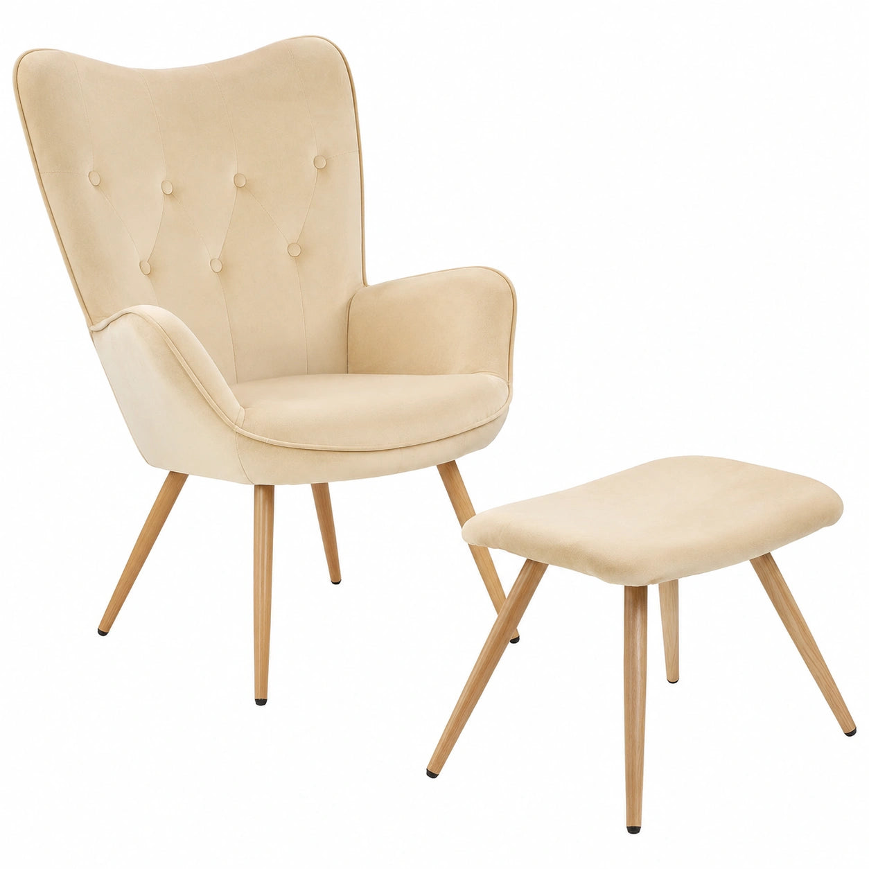 Sedia Poltrona YORK in Velluto Beige con Imbottitura Confortevole