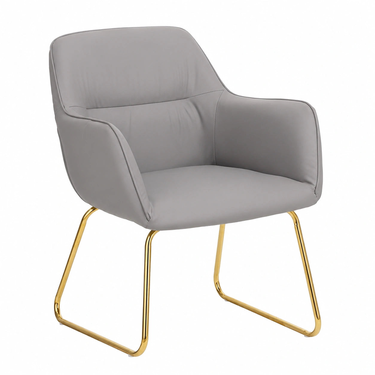 Poltrona Baroni Home in Ecopelle Grigia con Gambe Oro, Moderna per Soggiorno e Camera