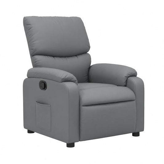 Poltrona Relax Elettrica in Eco Pelle Grigia con Funzione Reclinabile Automatica