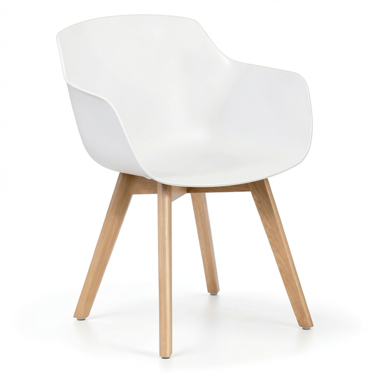 Set di 4 Sedie da Pranzo Moderne in Legno di Faggio Bianco