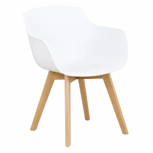 Set di 4 Sedie da Pranzo Moderne in Legno di Faggio Bianco