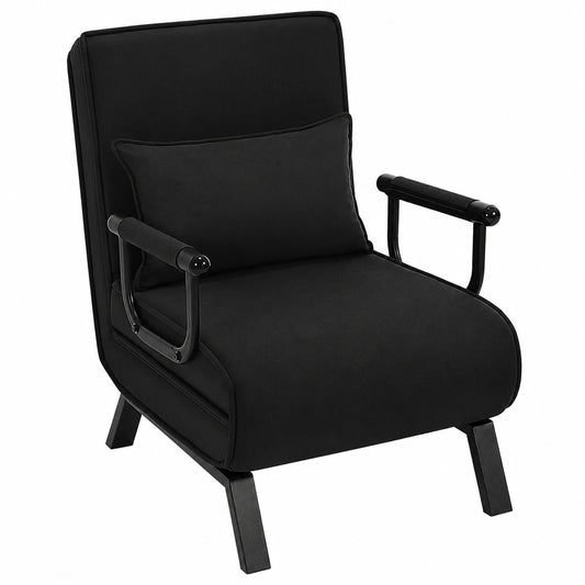 WOLTU Poltrona Relax Multifunzionale 3 in 1, Divano Letto con Schienale a 5 Posizioni, Cuscino Staccabile, Seduta Confortevole, 65x75x78cm, Colore Nero