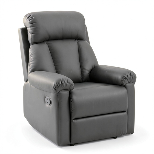 Poltrona Relax Reclinabile Ergonomica in Pelle PU con Poggiapiedi Nero 80x97x107cm