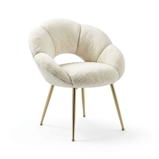Poltrona Ufficio Elegante in Tessuto Morbido - Design Floreale con Gambe Dorate