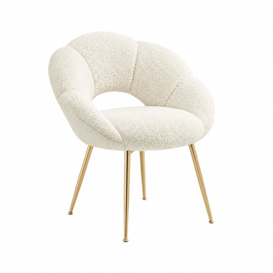 Poltrona Ufficio Elegante in Tessuto Morbido - Design Floreale con Gambe Dorate