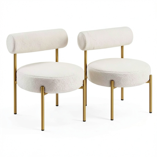 Yaheetech Coppia Poltrone Relax in Bouclé con Braccioli per Soggiorno e Camera da Letto, Stile Shabby Chic, Bianche