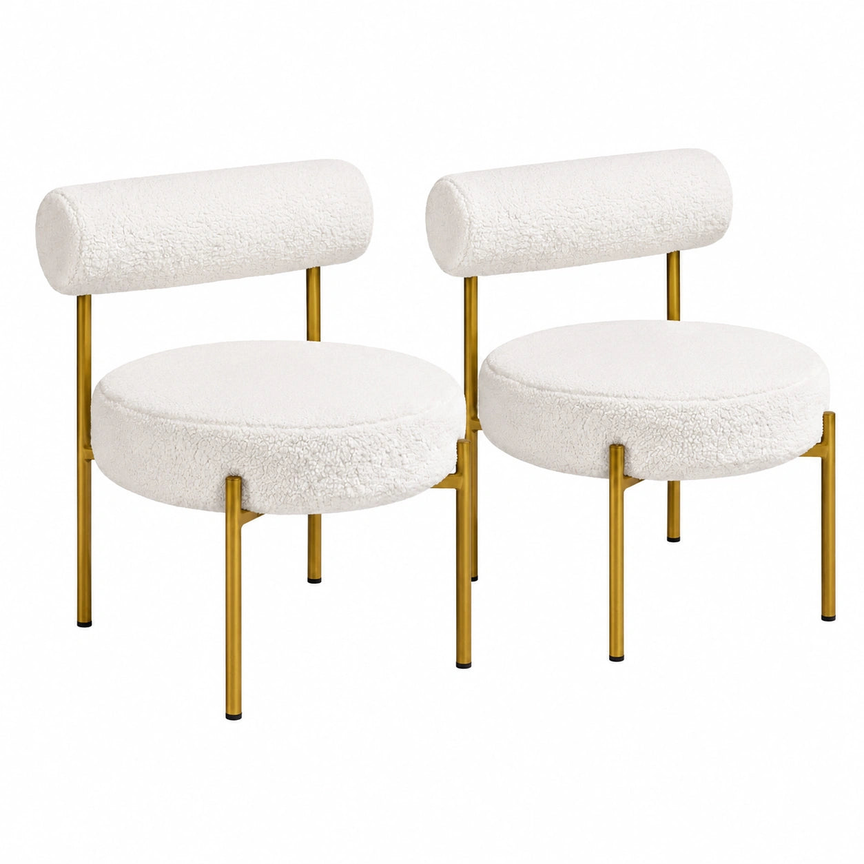Yaheetech Coppia Poltrone Relax in Bouclé con Braccioli per Soggiorno e Camera da Letto, Stile Shabby Chic, Bianche